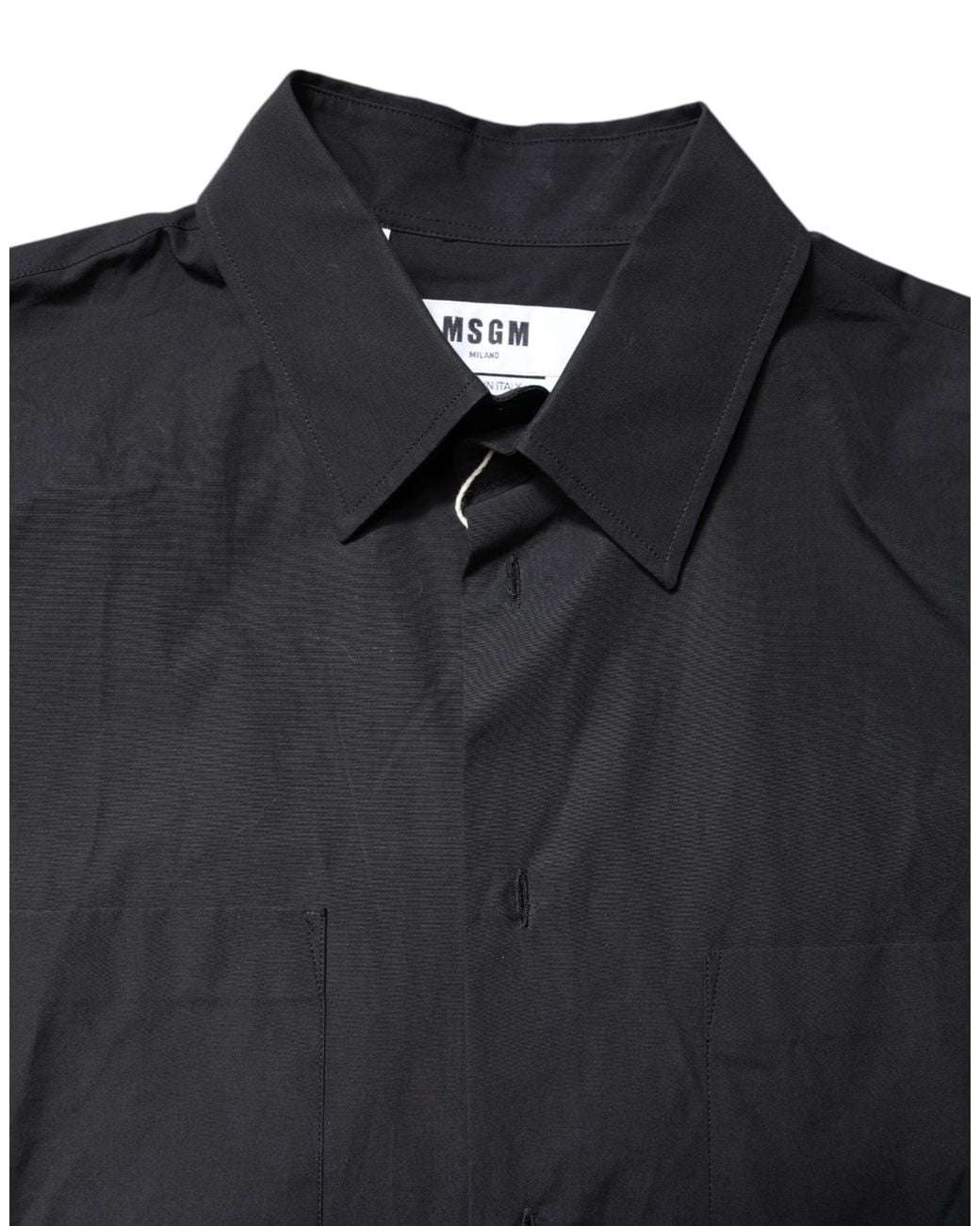 MSGM Black Printed Short Sleeves Collared Casual Shirt for men