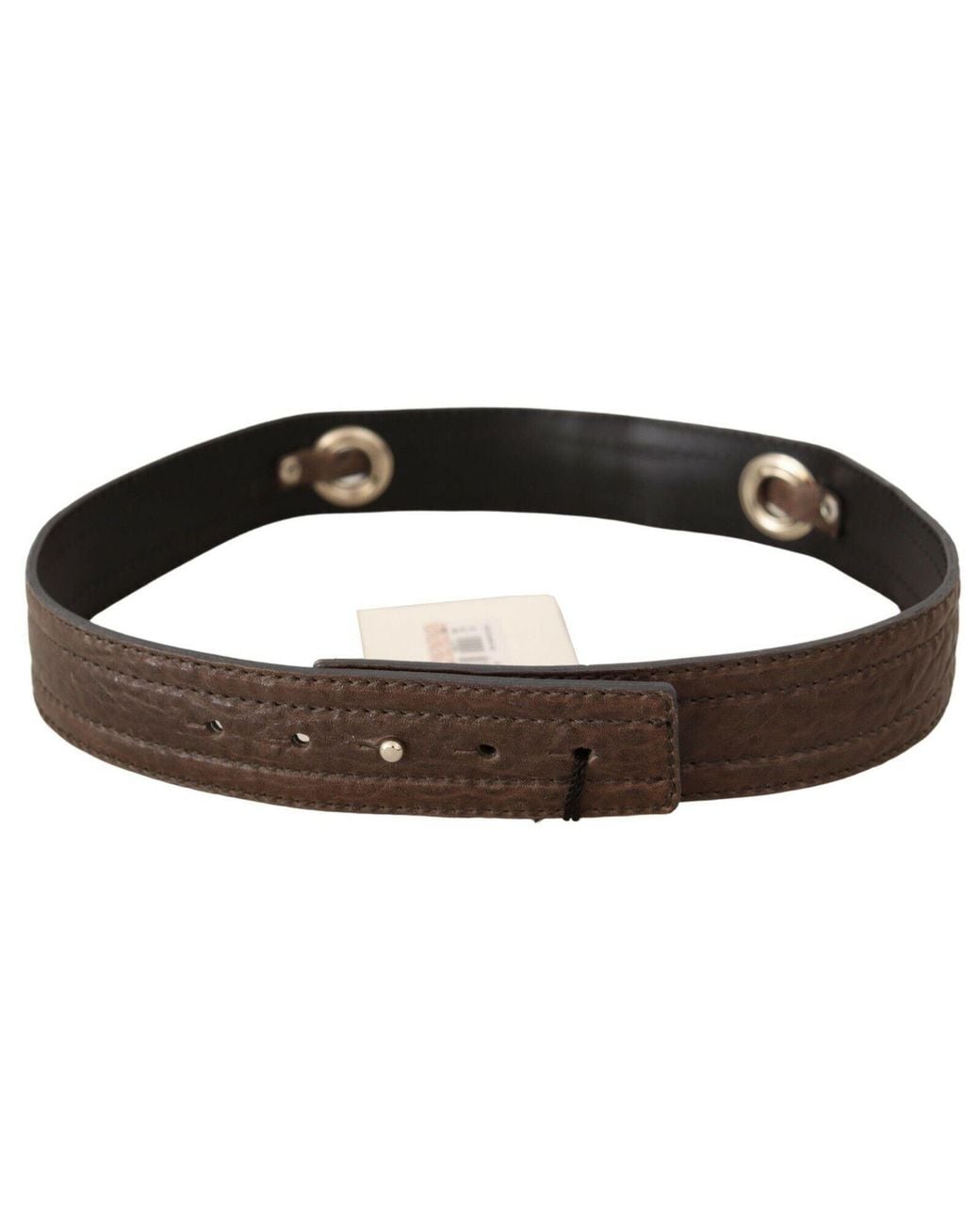 CoSTUME NATIONAL Black Brown Leather Silver Fastening Belt