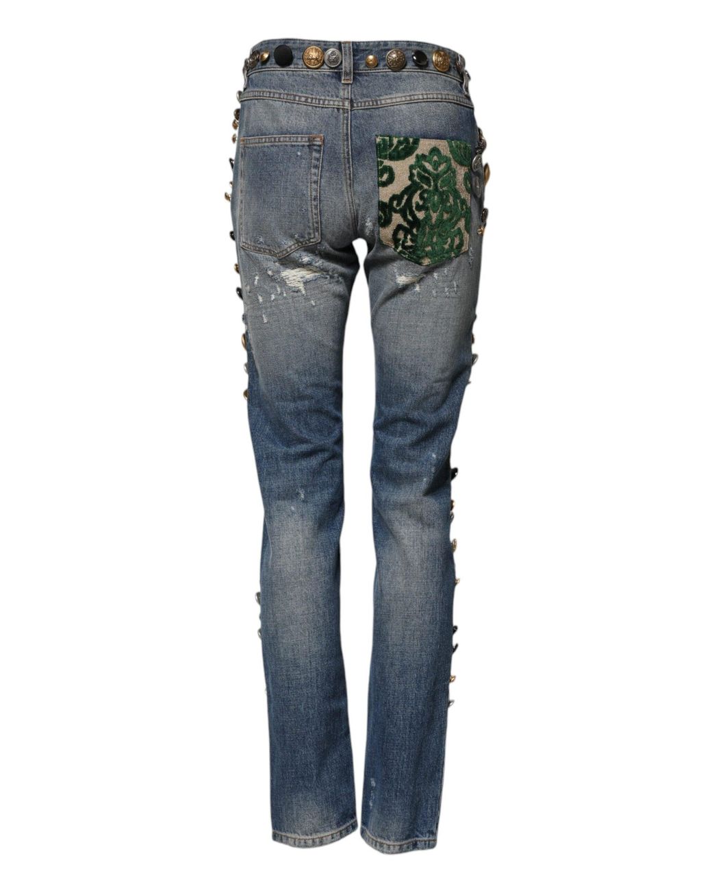 Dolce & Gabbana Blue Embellished Tattered Skinnydenim Jeans for men