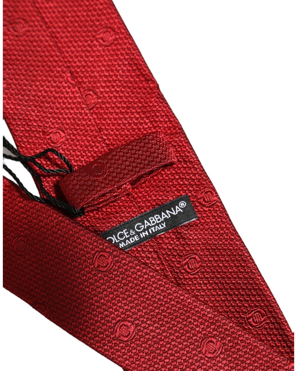 Dolce & Gabbana Red Silk Textured Pattern Adjustable Tied Men Necktie Tie for men