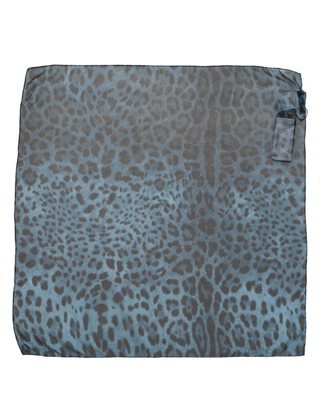 Dolce & Gabbana Gray Blue Leopard Print Silk Square Foulard Scarf