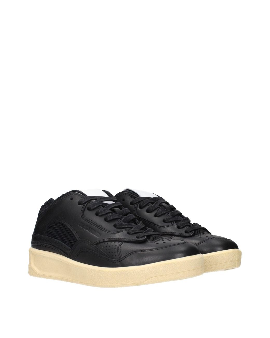 Jil Sander Blue Black Leather Low Top Sneakers