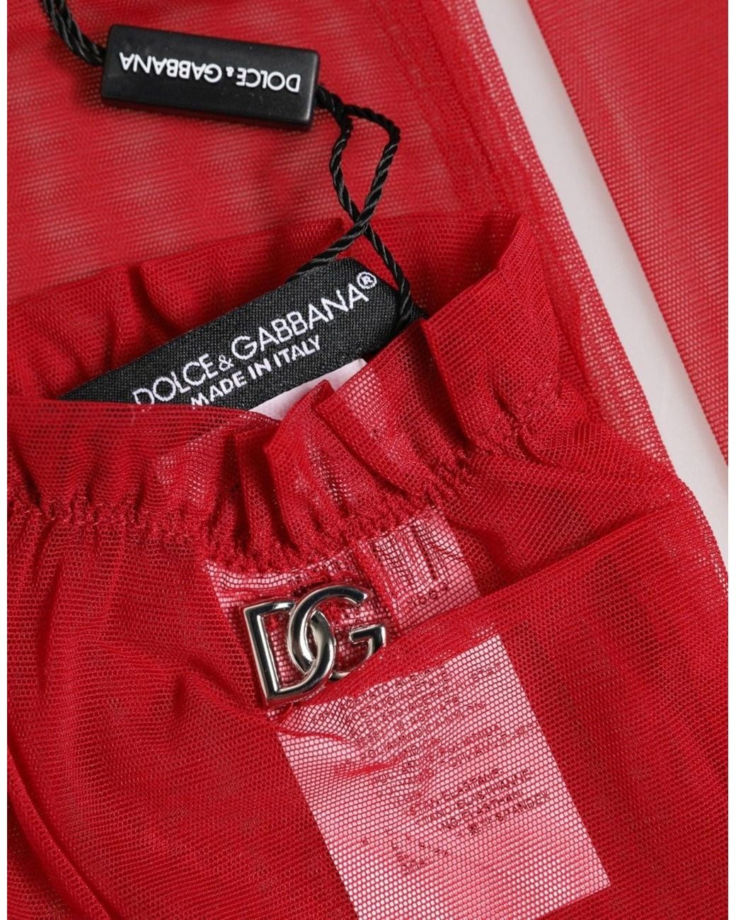 Dolce & Gabbana Red Acetate Sheer Elbow Length Mitten Gloves