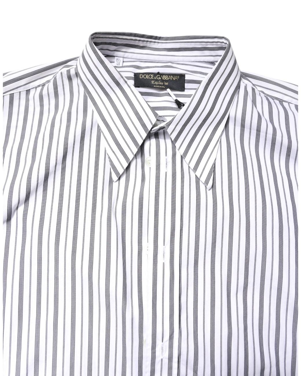 Dolce & Gabbana White Stripe Button Down Casual Shirt for men