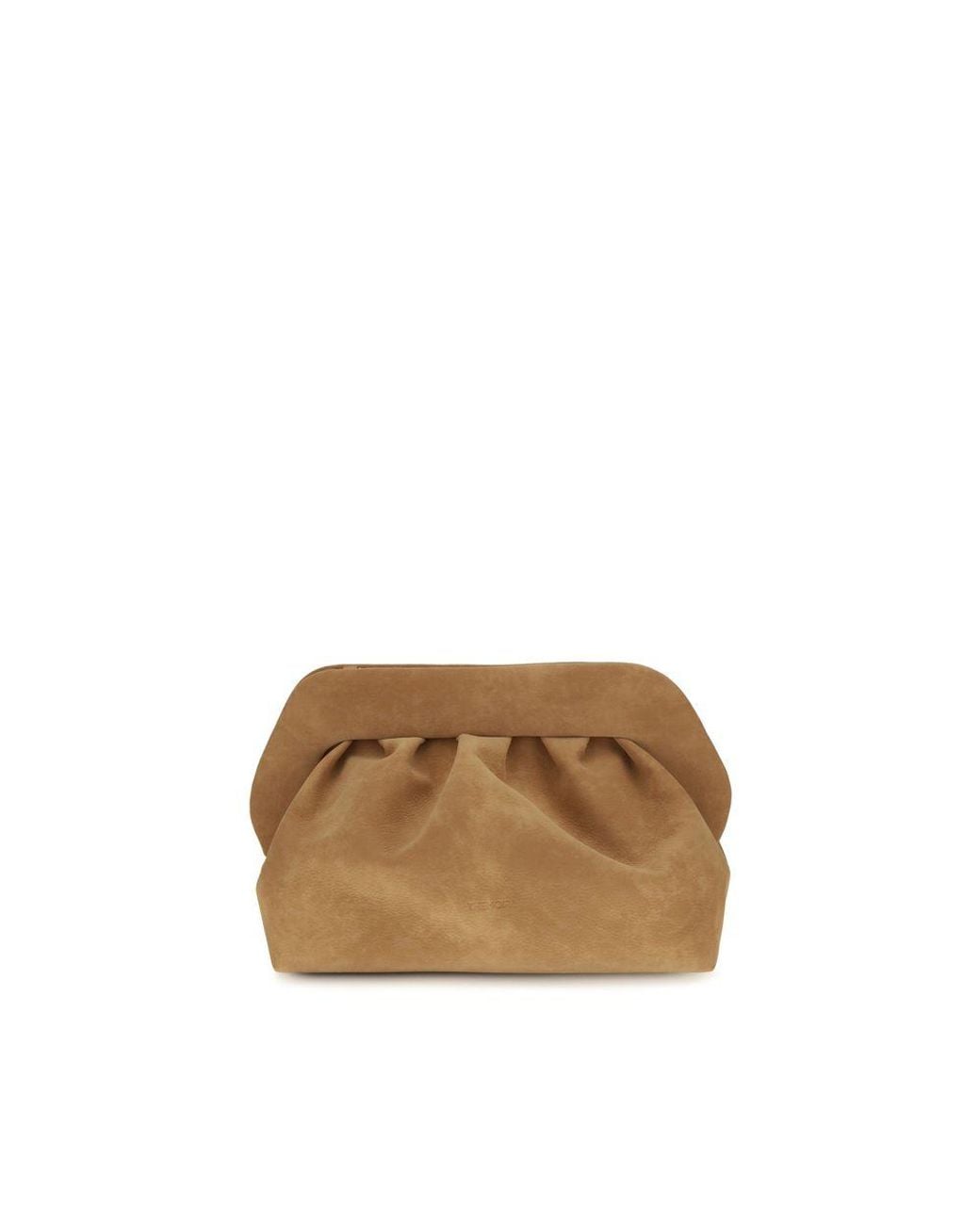 THEMOIRÈ Brown Beige Suede Leather Clutch Bag