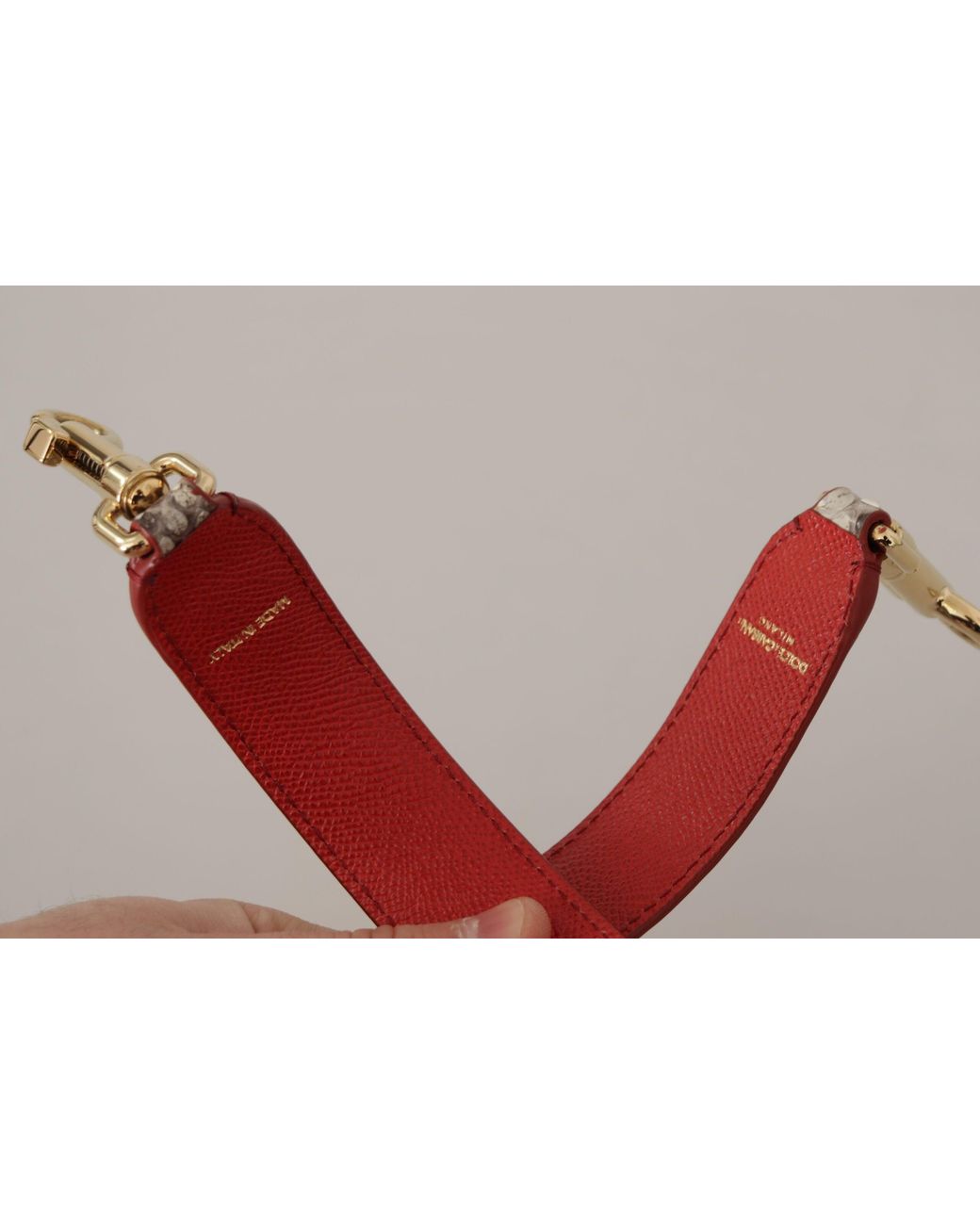 Dolce & Gabbana Red Opulent Python Leather Bag Strap