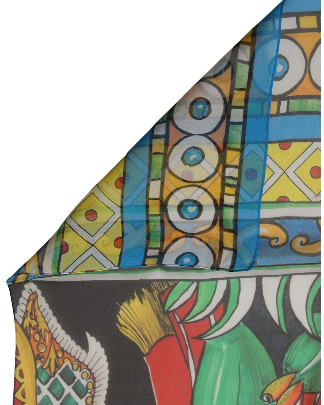 Dolce & Gabbana Blue Multicolor Silk Printed Shawl Stole Scarf
