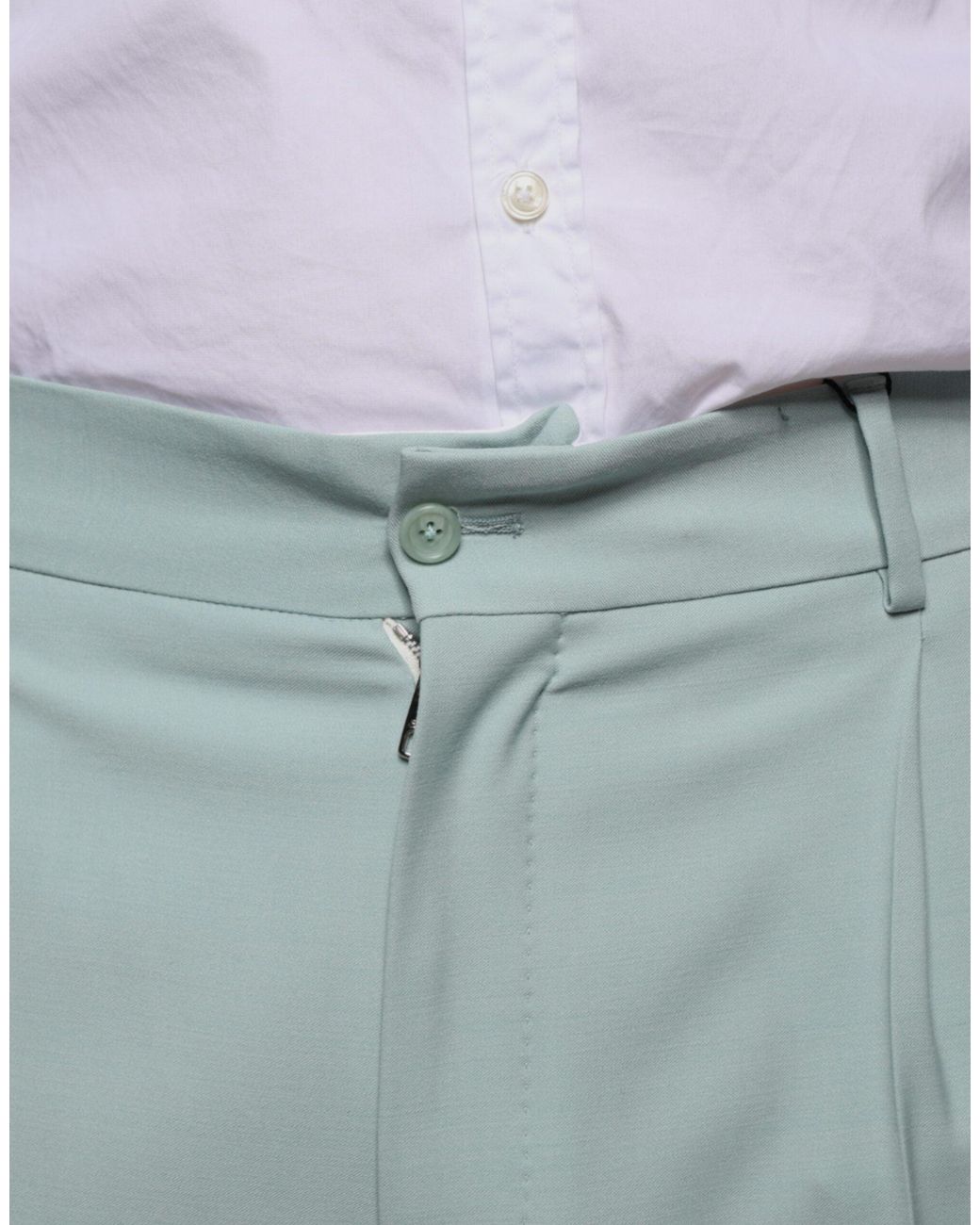 Dolce & Gabbana Blue Mint Cotton Dress Pants for men