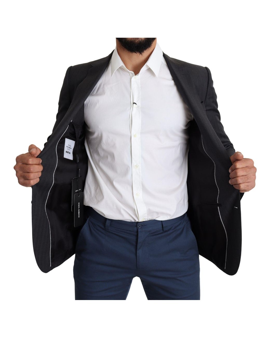 Dolce & Gabbana Black Elegant Virgin Wool Martini Blazer for men
