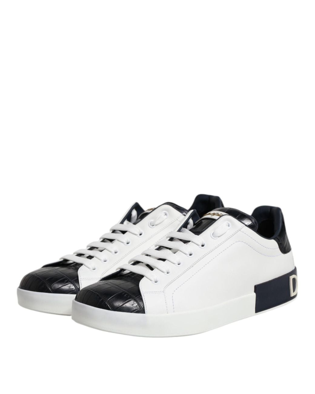 Dolce & Gabbana Multicolor White Black Leather Portofino Sneaker Shoes for men