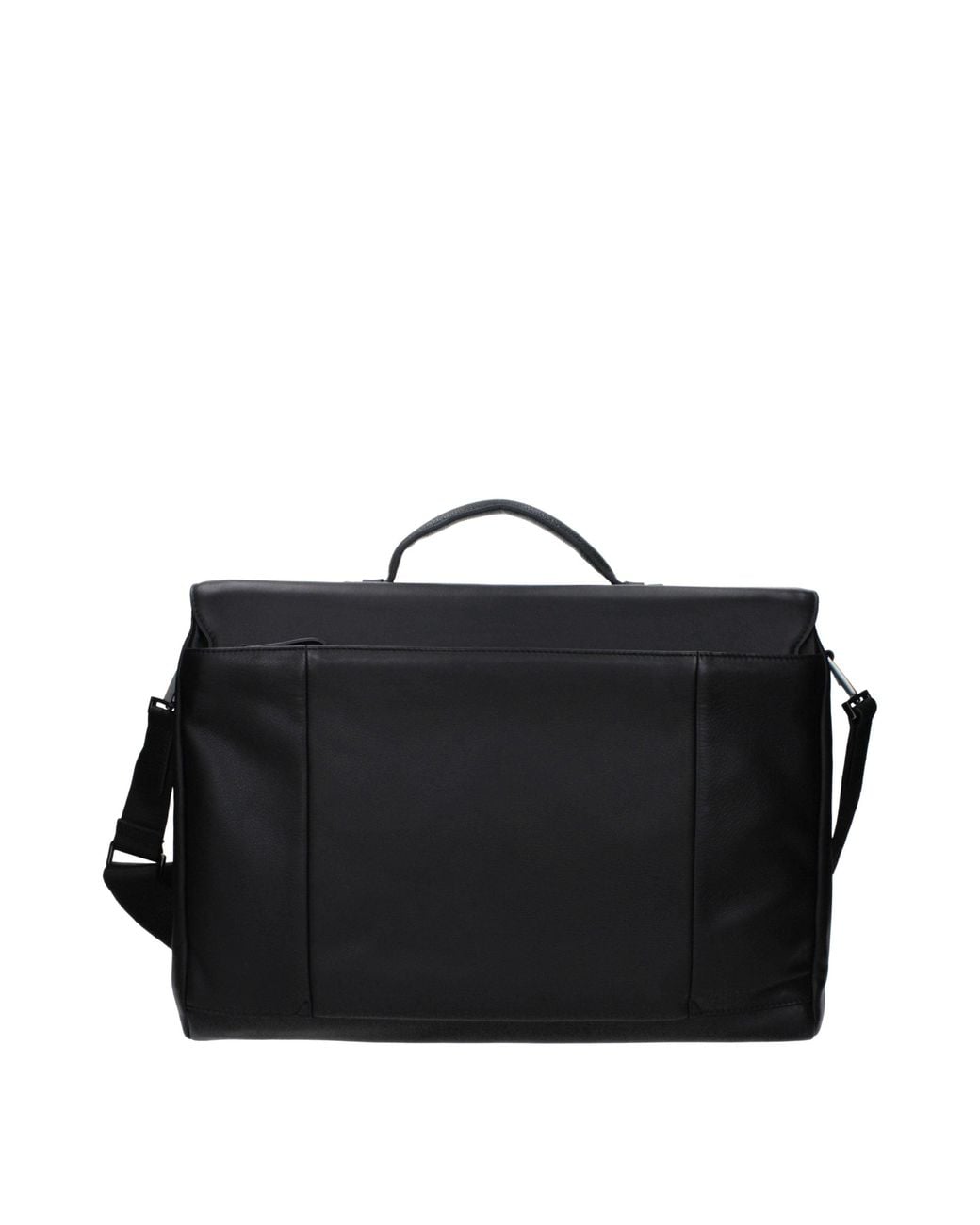 Piquadro Black Leather Business And Laptop Bag for men