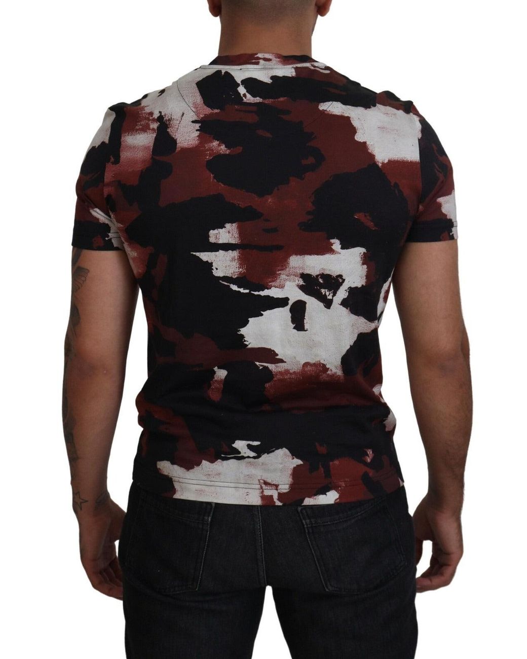 Dolce & Gabbana Black Multicolor Tie Dye Cotton Crew Neck T for men