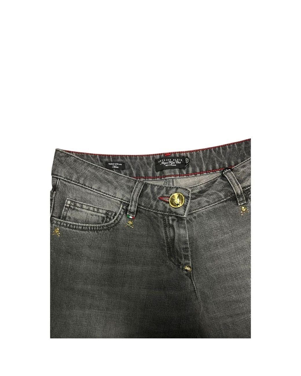 Philipp Plein Gray Grey Cotton Jeans