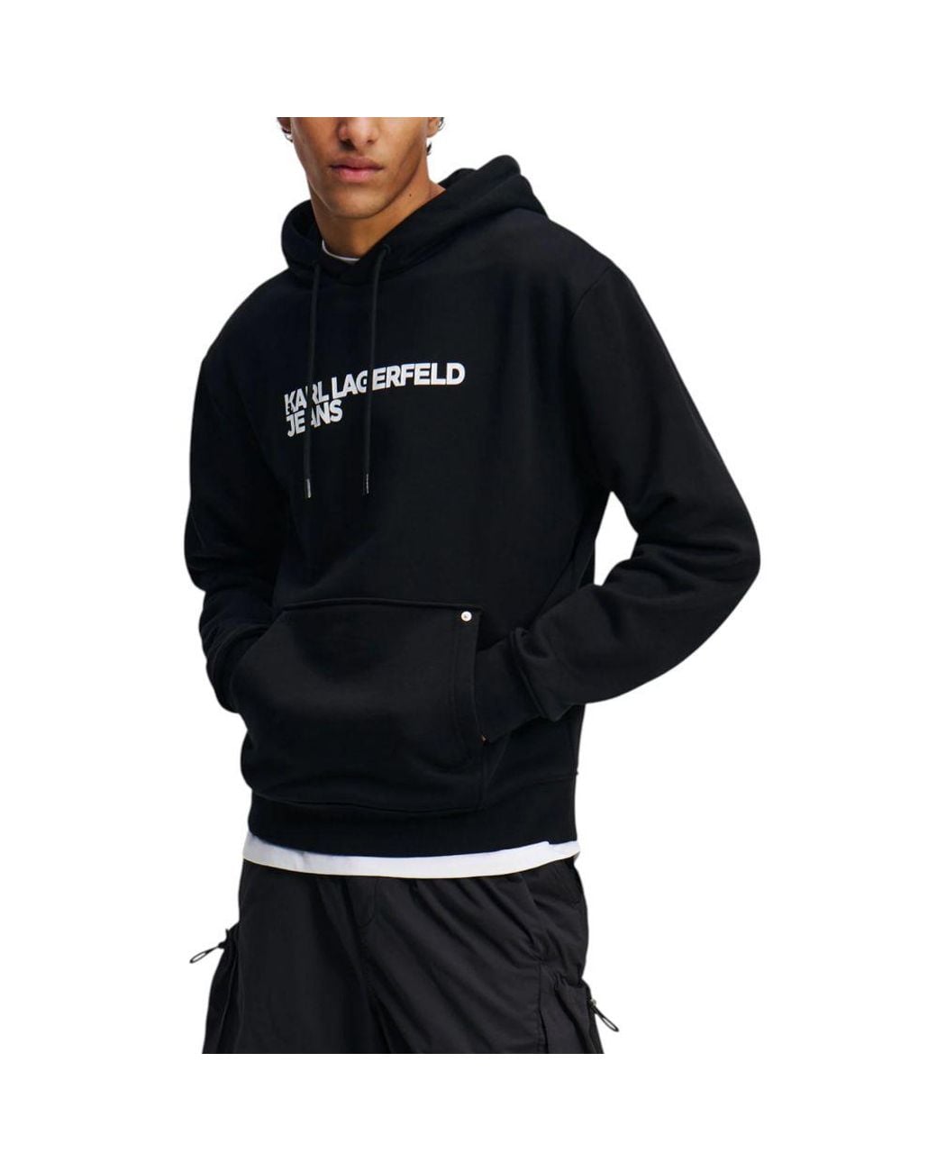 Karl Lagerfeld Black Cotton Hoodie for men