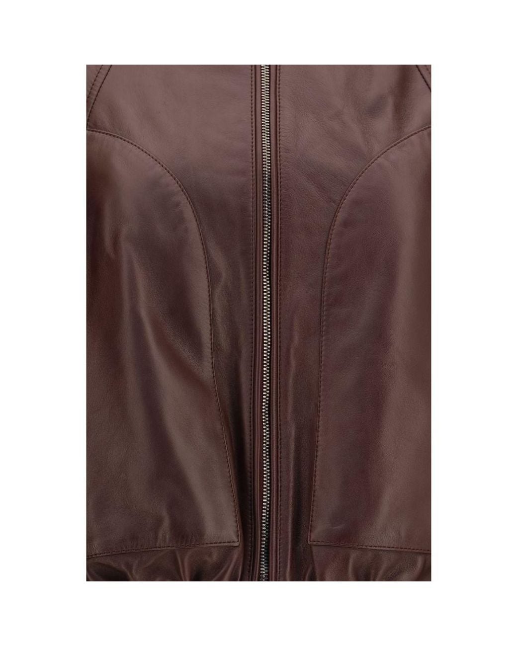 Brunello Cucinelli Brown Bordeaux Lamb Ovis Aries Leather Jacket