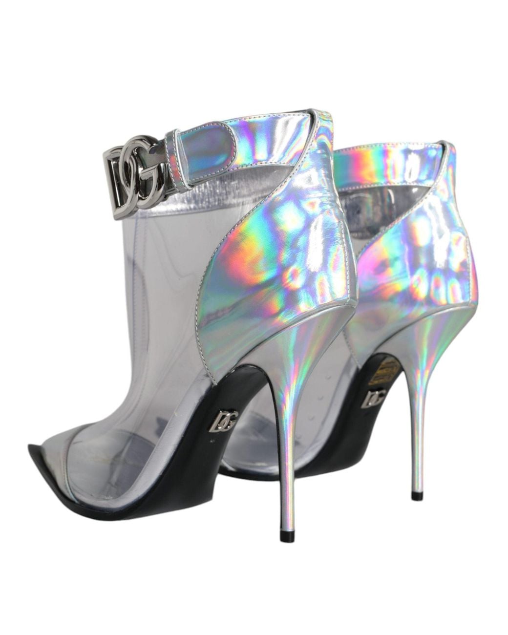 Dolce & Gabbana Metallic Iridescent Pvc Pointed Short Boots Shoes