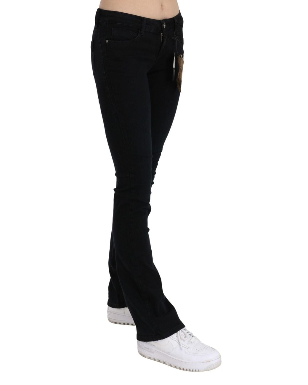 CoSTUME NATIONAL Low Waist Skinny Denim Cotton Jeans Black Pan70717