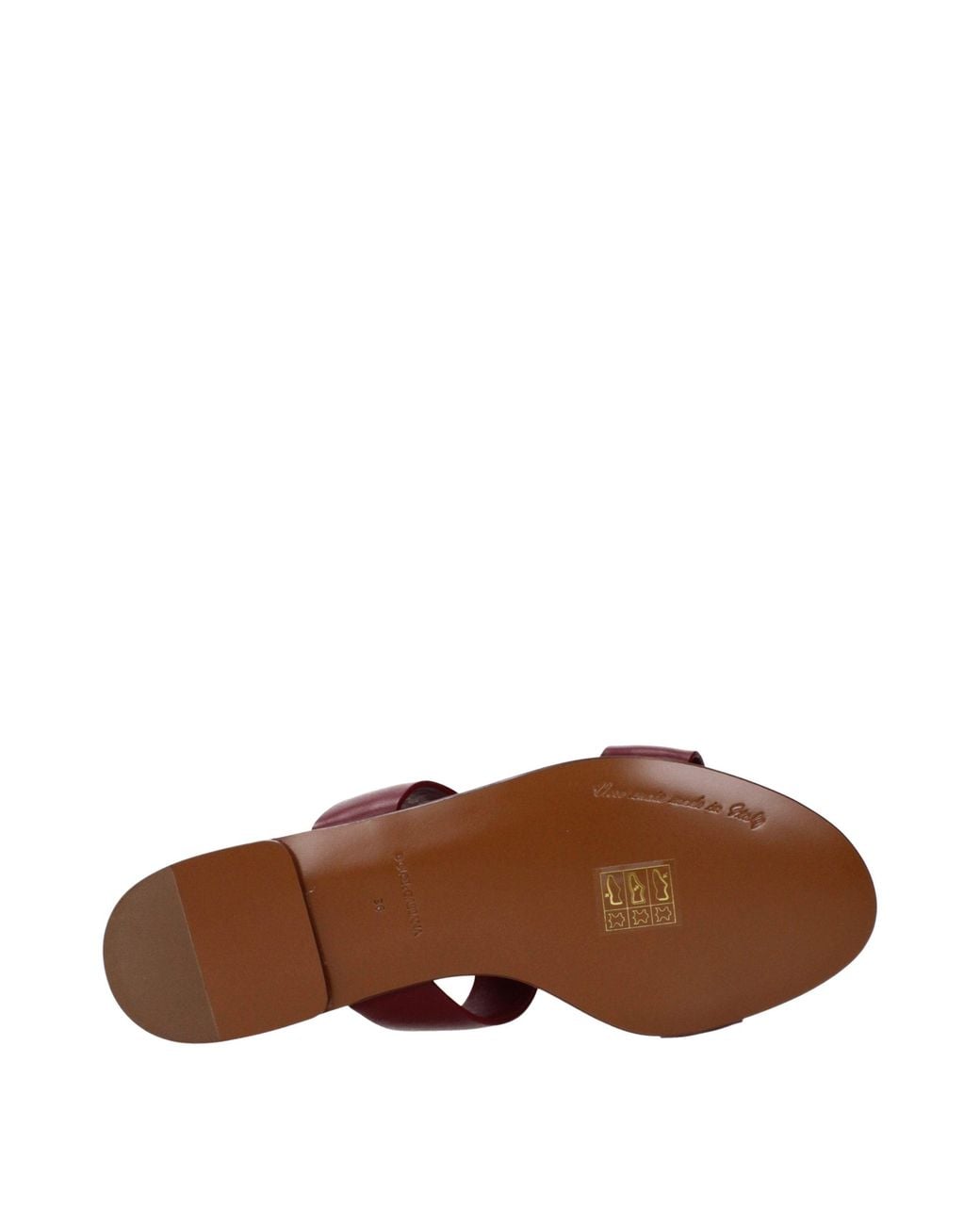 Dolce & Gabbana Brown Red Leather Slippers