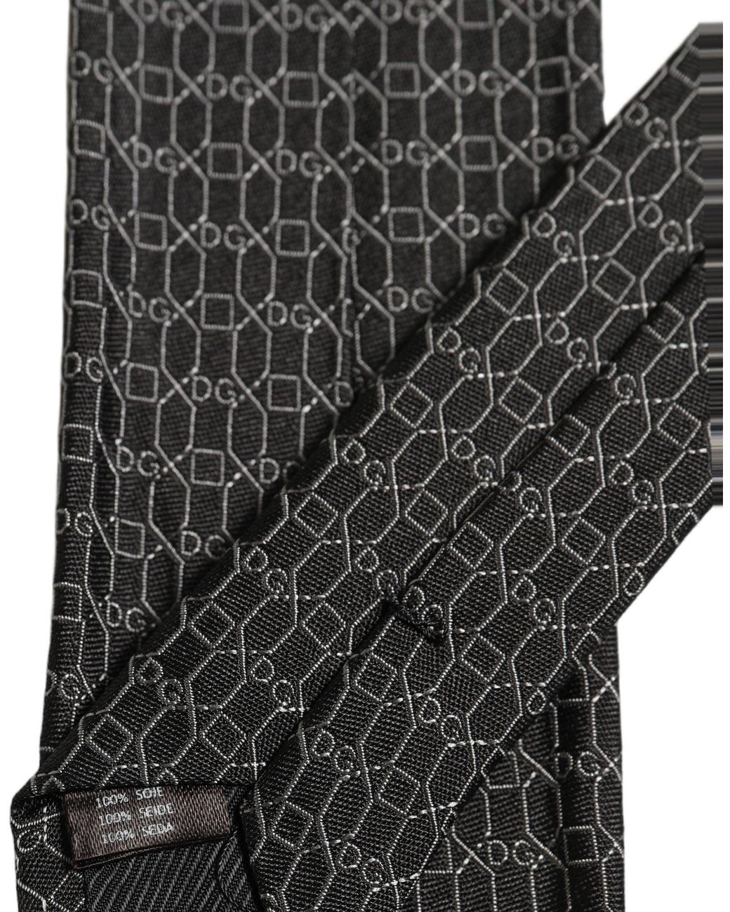 Dolce & Gabbana Black Silk Dg Monogram Adjustable 'Sd Neckmen's Tie for men