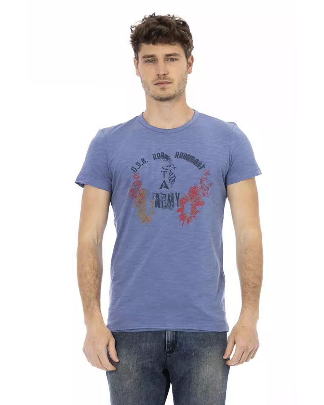 TRUSSARDI ACTION Blue Cotton Men T for men