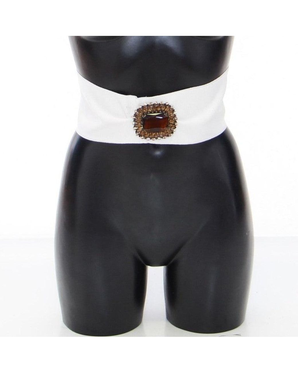 Dolce & Gabbana Black Crystal Brass Wide Waist Runway Belt