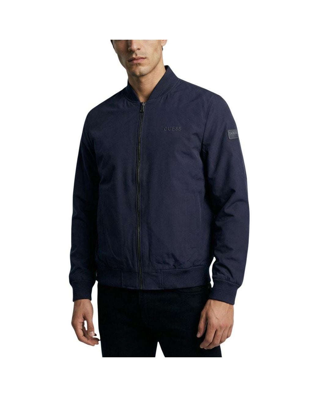 Guess Blue Polyester Bomber for men