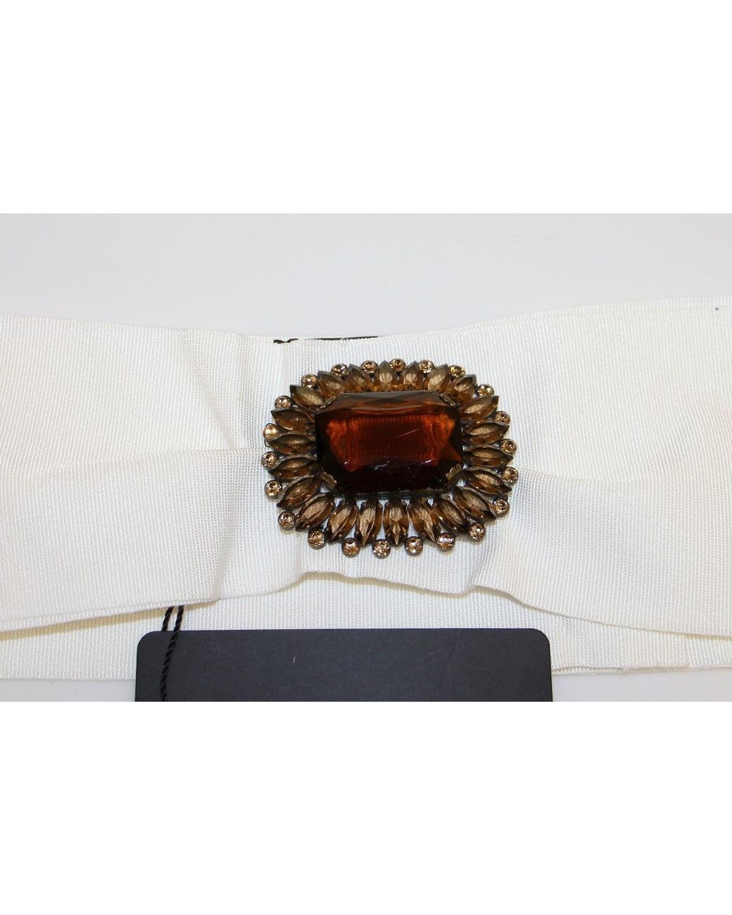 Dolce & Gabbana Black Crystal Brass Wide Waist Runway Belt