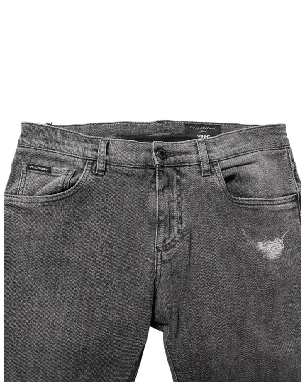 Dolce & Gabbana Gray Distressed Slim Jeans for men