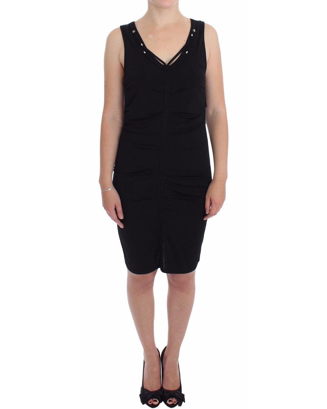 Rocco Barocco Black Stretch Wiggle Pencil Sheath Bodycon Dress