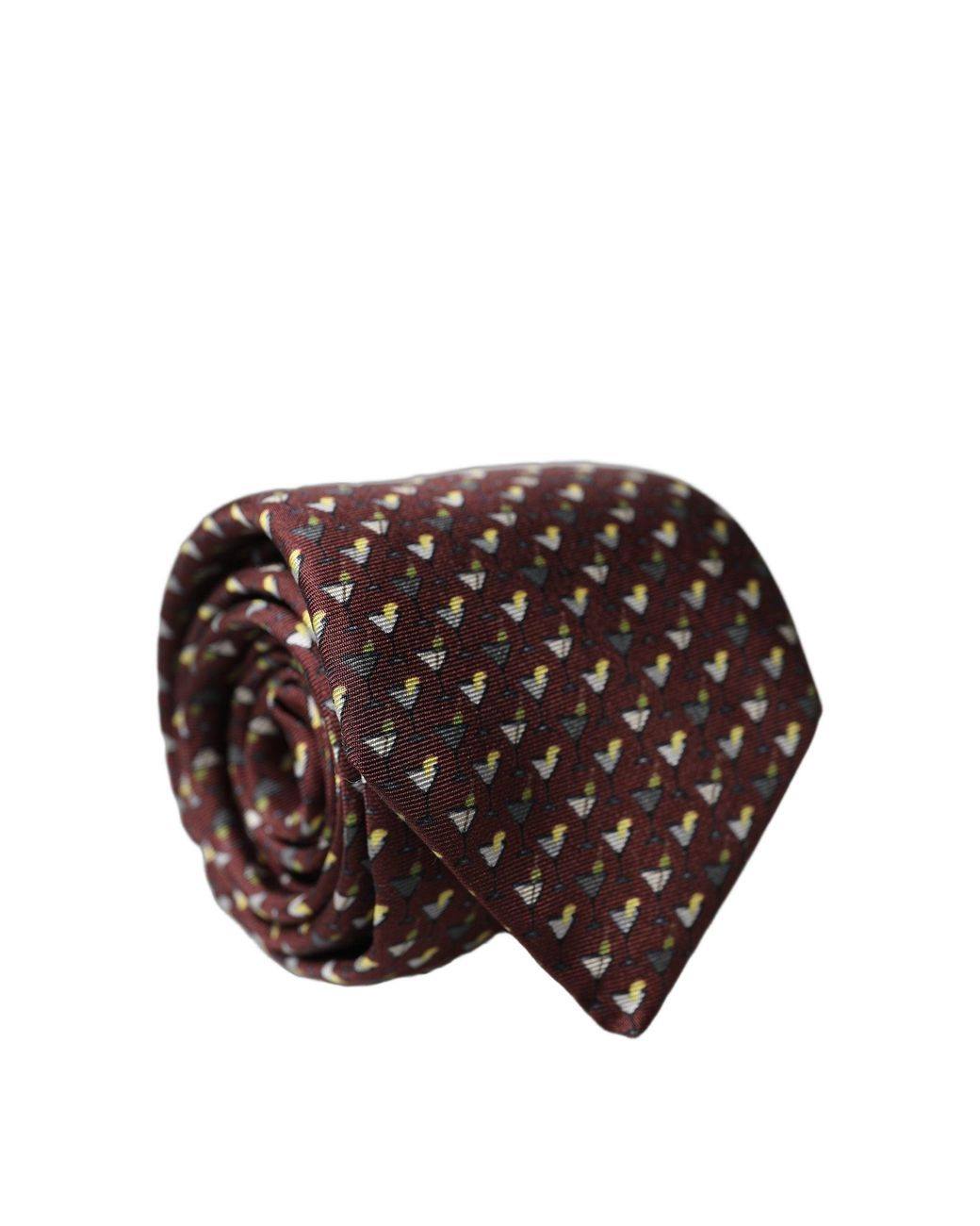 Dolce & Gabbana Brown Geometric Silk Adjustable 'Sd Neckmen's Tie for men