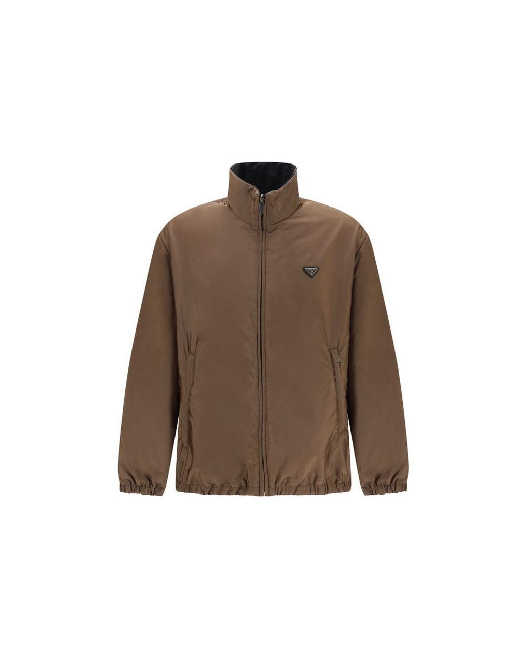 Prada Brown Recycled Polyamide Full-Length Jacket for men