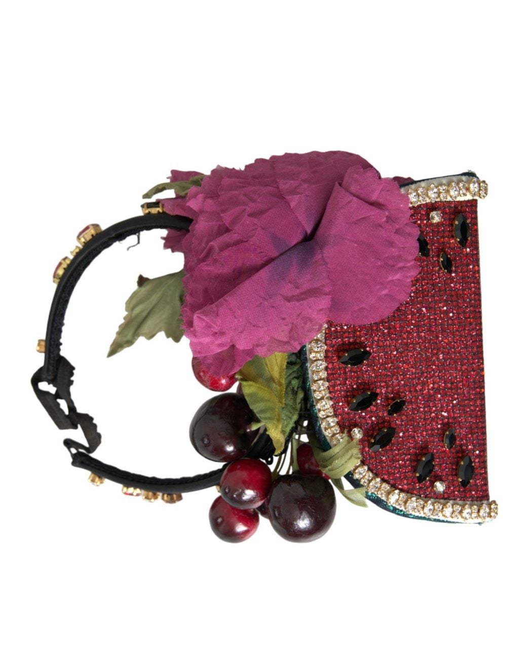 Dolce & Gabbana Red Watermelon Cherry Crystal Hairband Statement Diadem