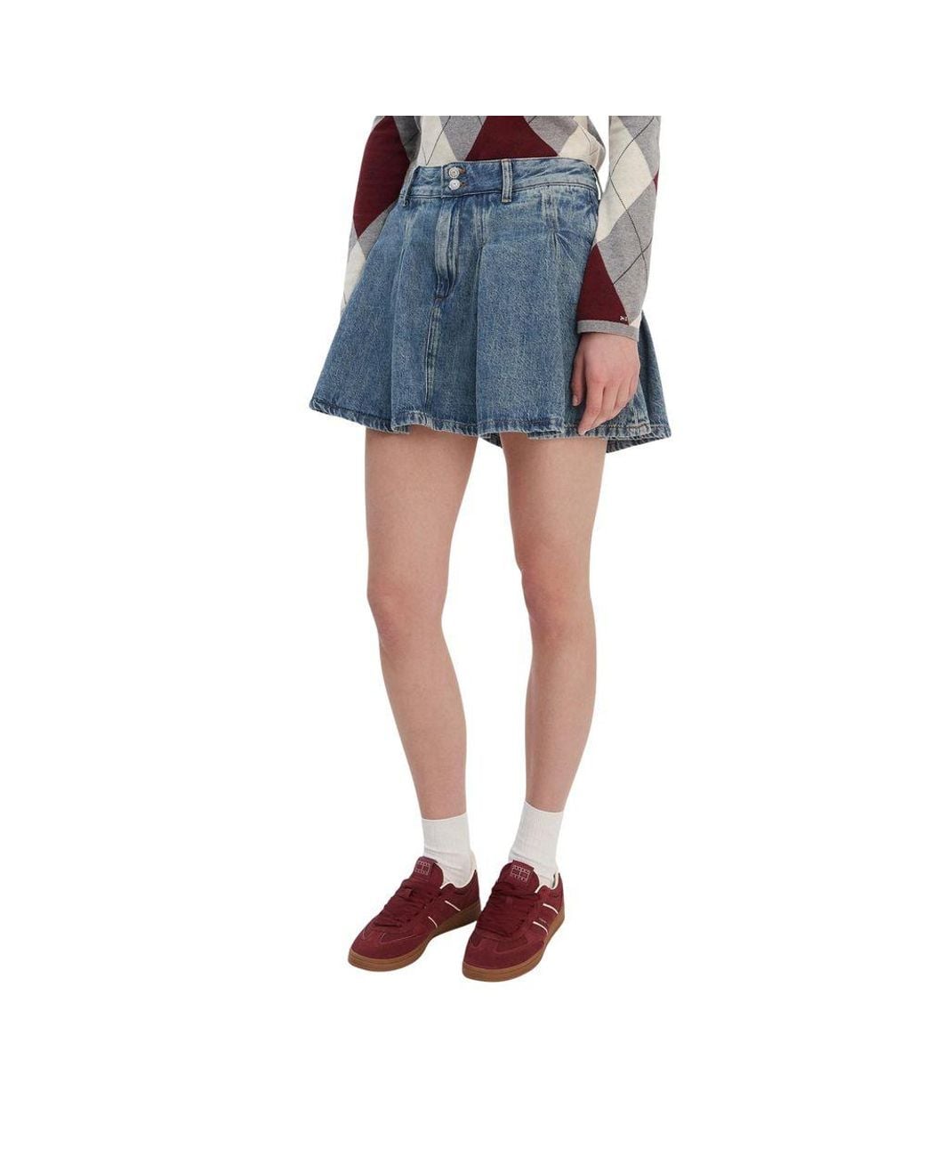 Tommy Hilfiger Blue Recycled Cotton Mini Skirt