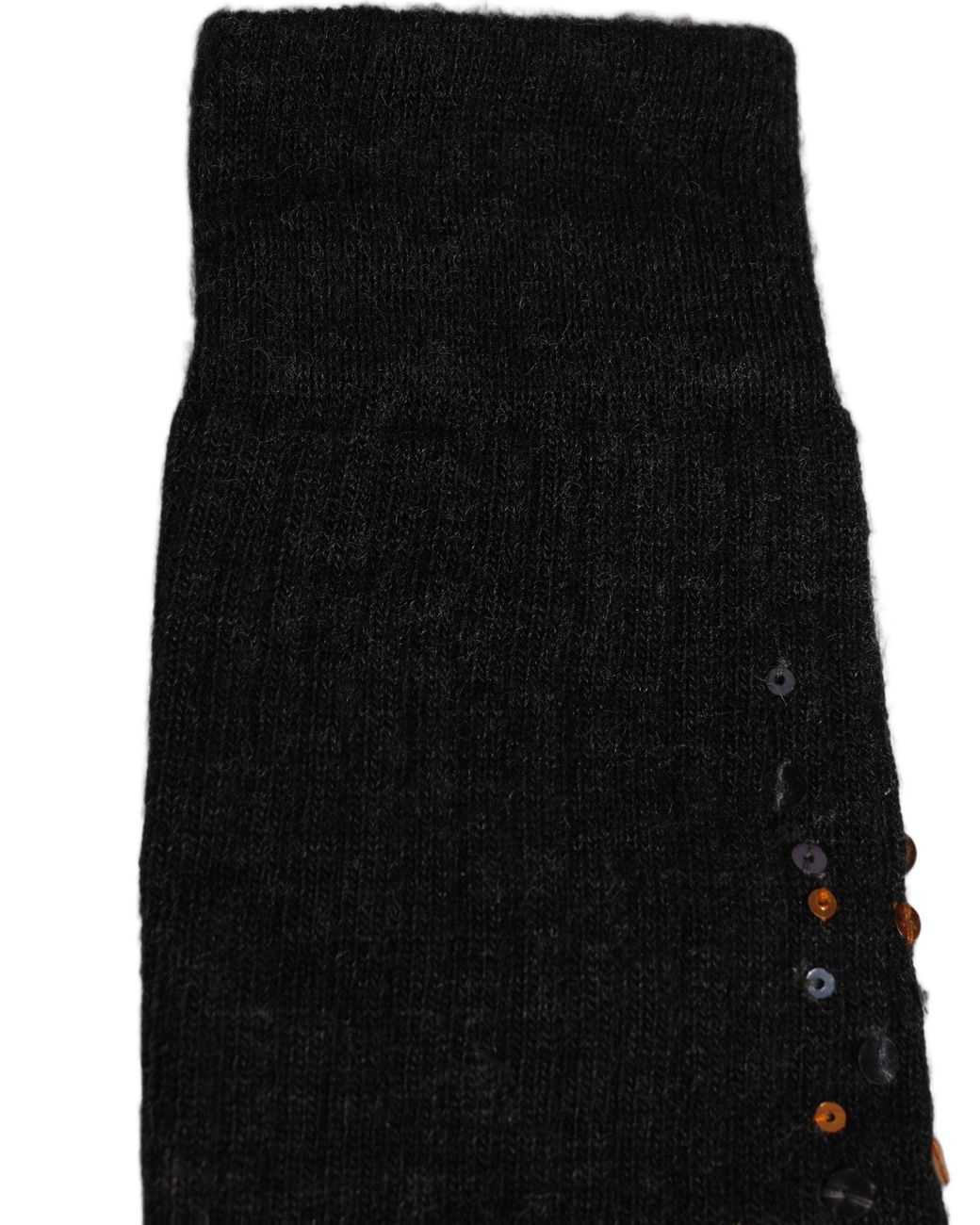 Dolce & Gabbana Black Dark Gray Sequined Wool Knee High Accessory Socks