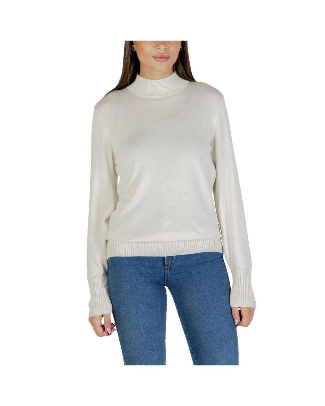 Ichi Gray Beige Viscose Turtleneck