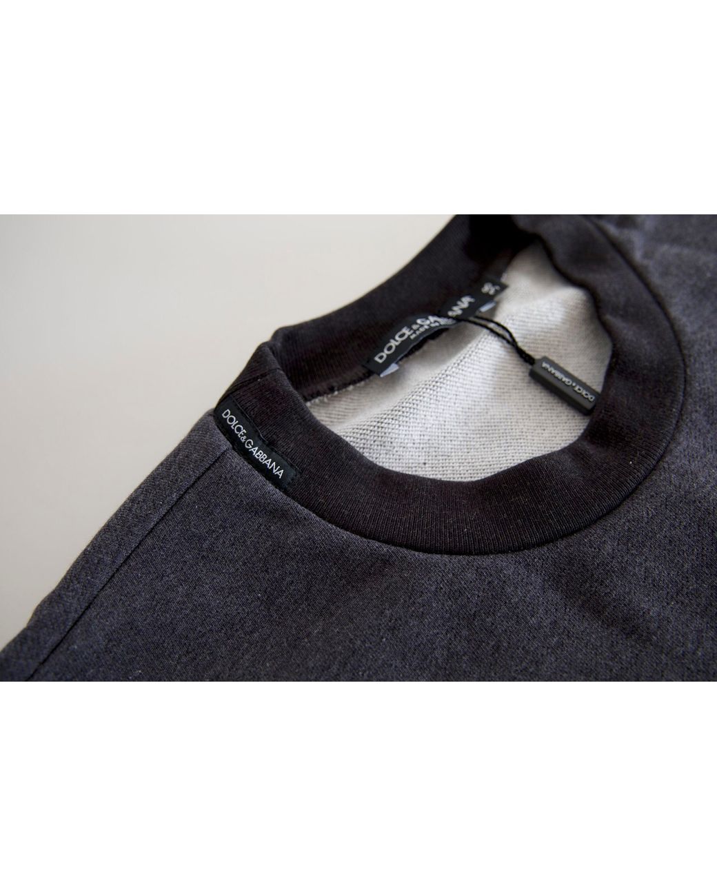 Dolce & Gabbana Blue Dark Gray Cotton Crew Neck Pullover Sweater