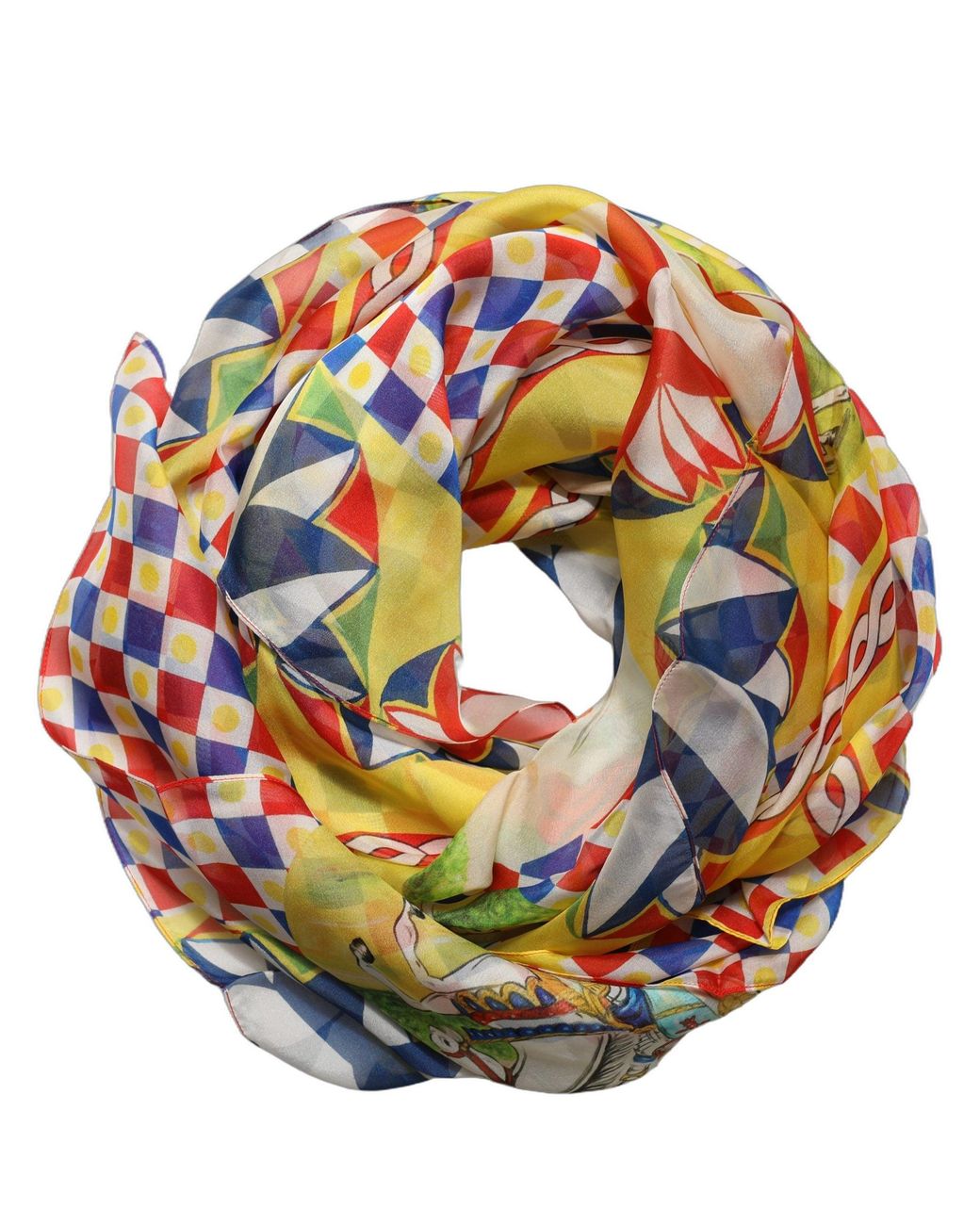Dolce & Gabbana Pink Multicolor Silk Carretto Foulard Scarf