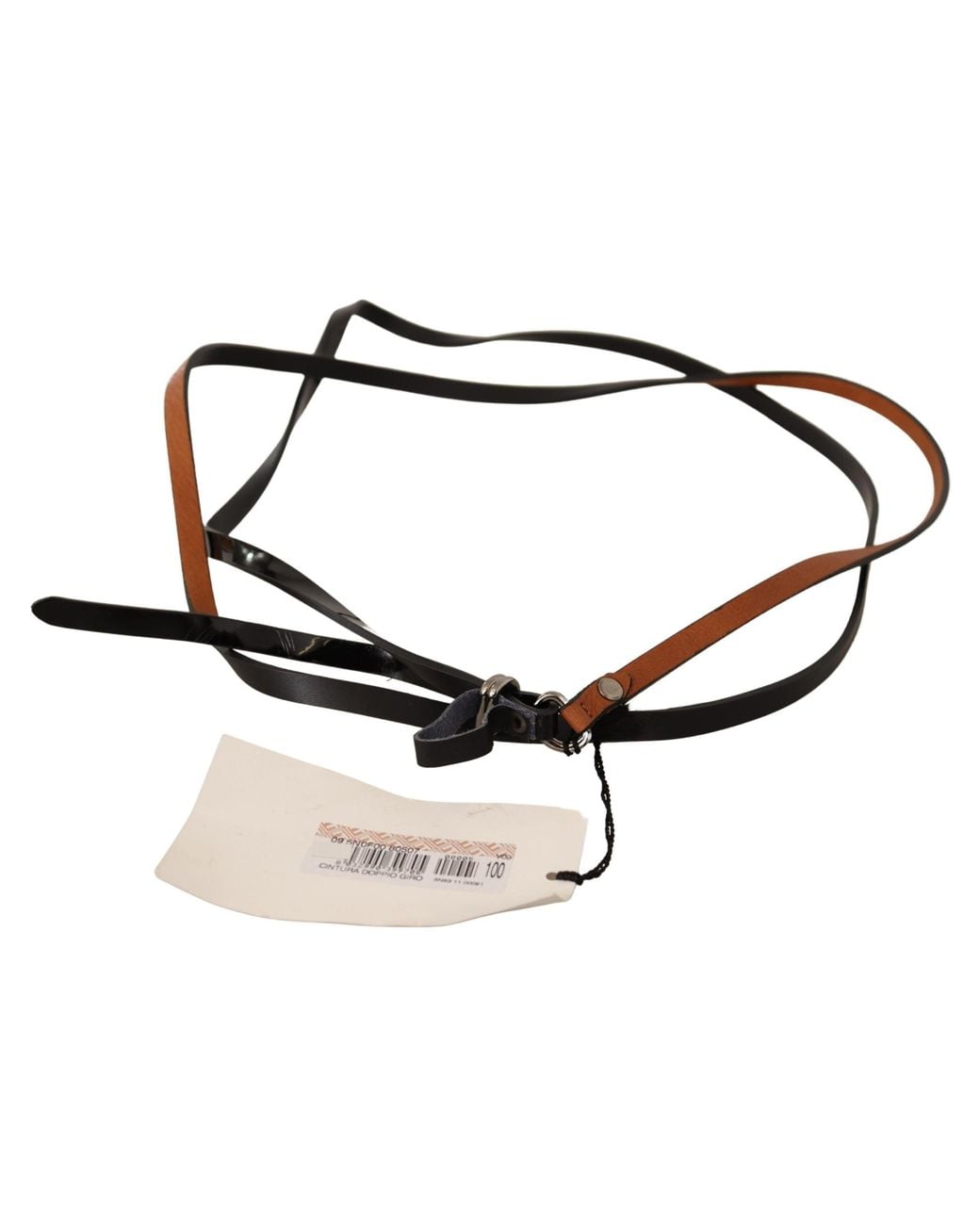 CoSTUME NATIONAL Black Leather Silver Tone Buckle Belt