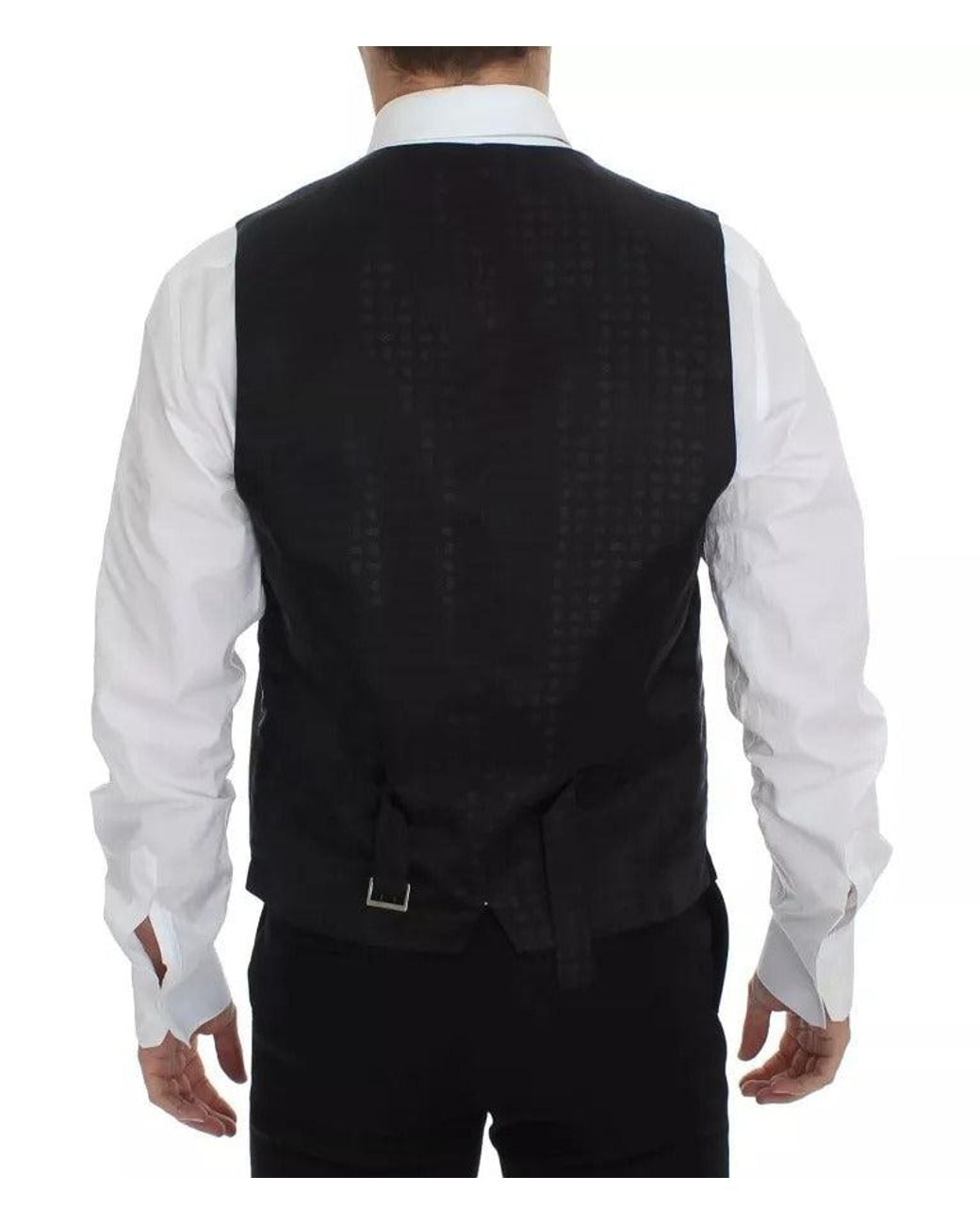 Dolce & Gabbana Black Wool Silk Dress Gilet Jacket Vest