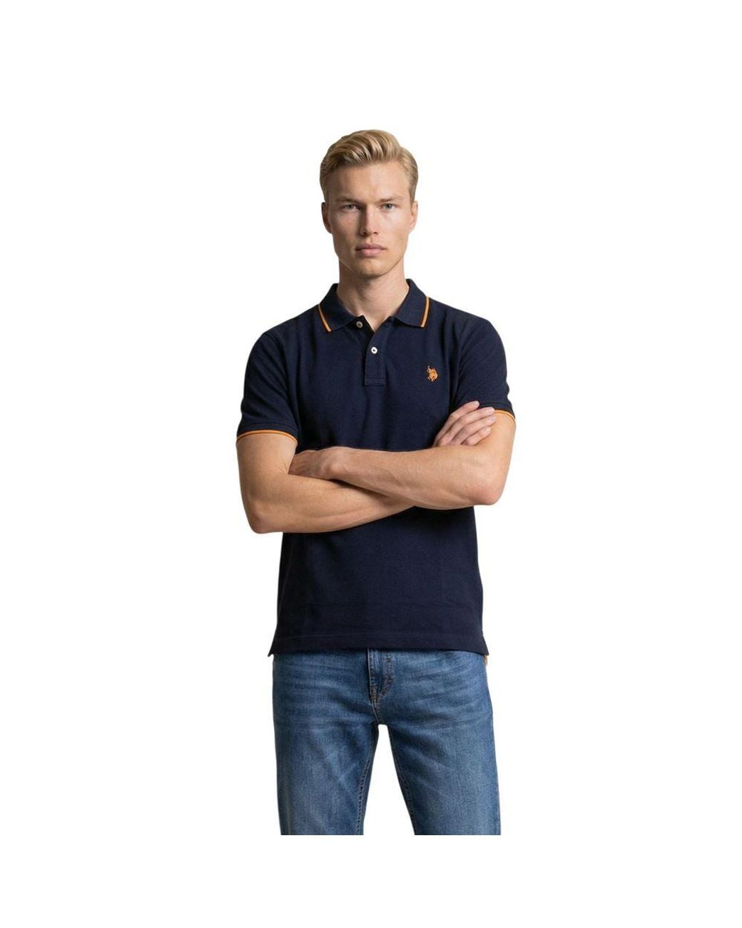 U.S. POLO ASSN. Blue Cotton Polo Shirt for men