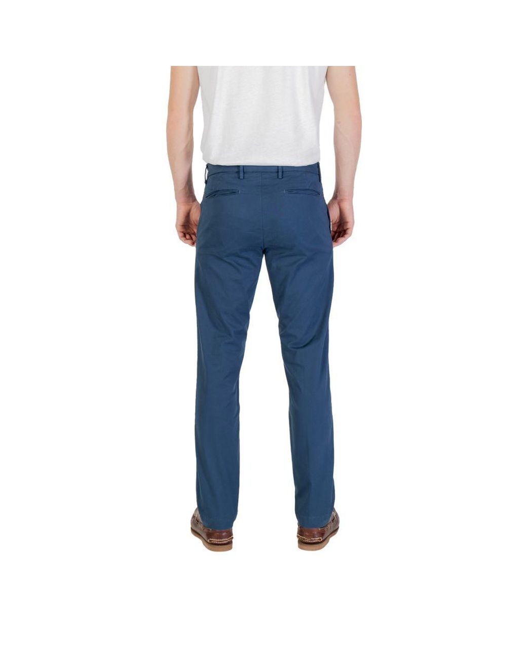 Borghese Blue Cotton Skinny Pants for men