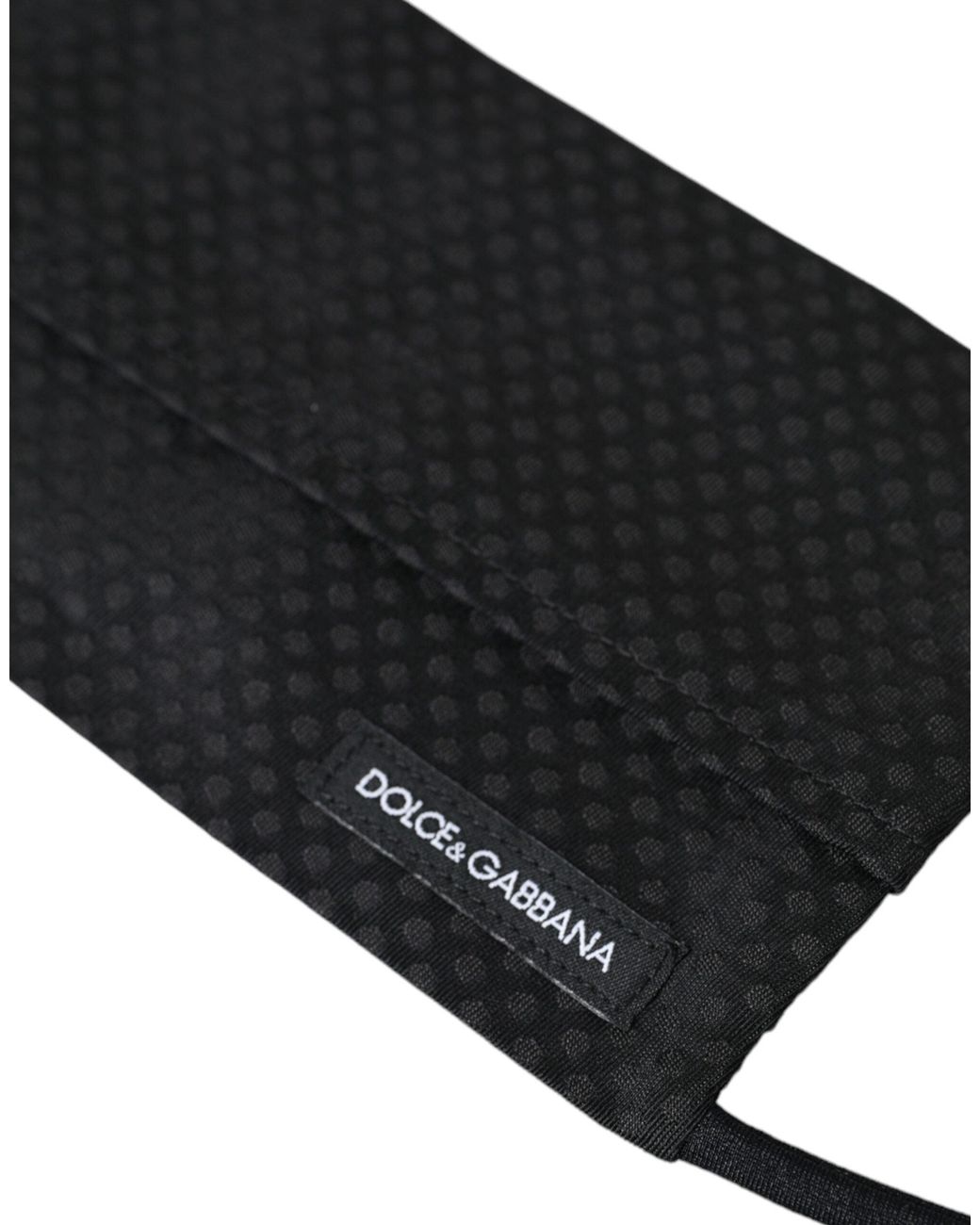 Dolce & Gabbana Black 100% Silk Adjustable Necktie Face Mask for men