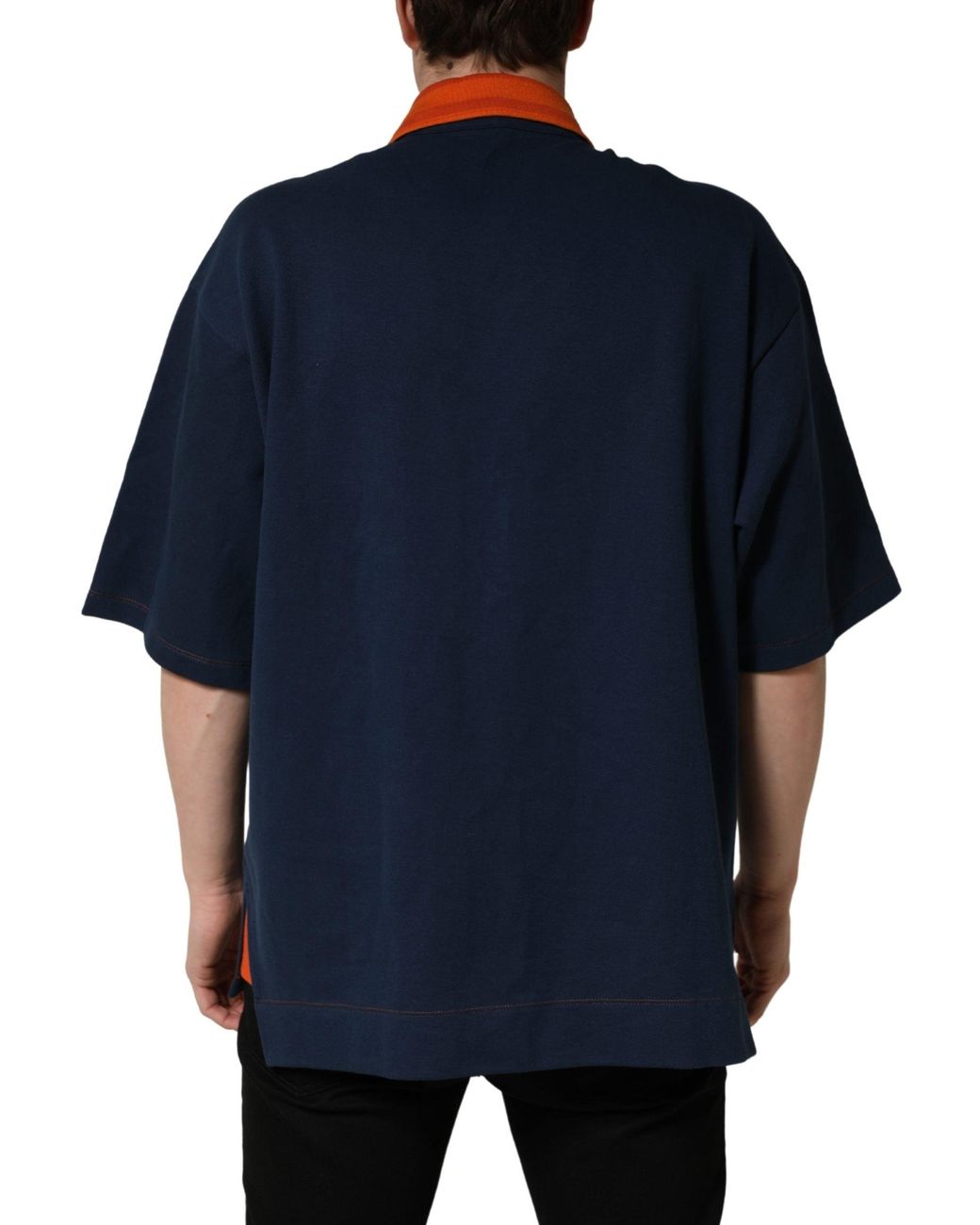 Dolce & Gabbana Navy Blue Cotton Logo Short Sleeves Men Polo T for men