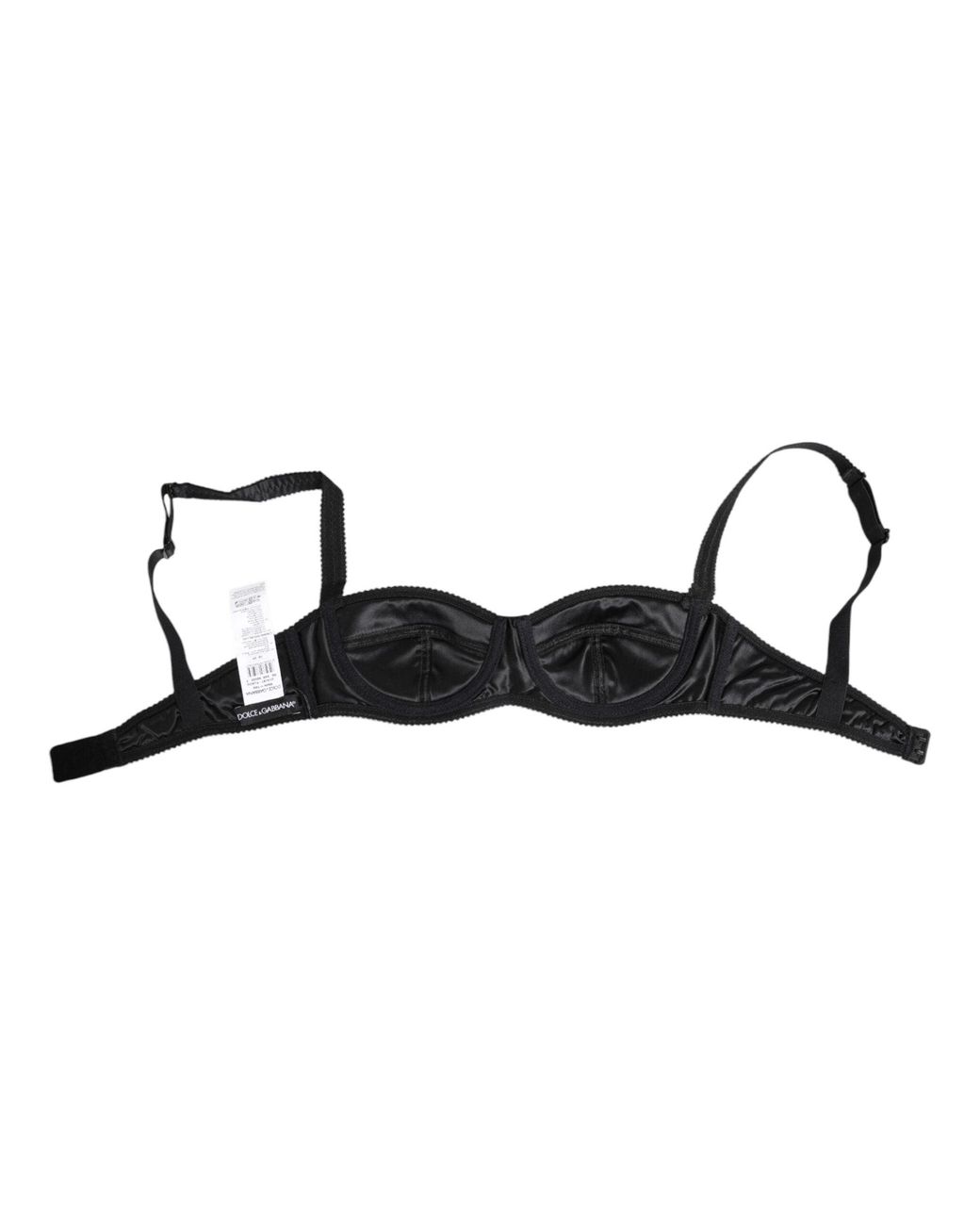 Dolce & Gabbana Black Silk Satin Wireless Lingerie Bra Underwear Clothing