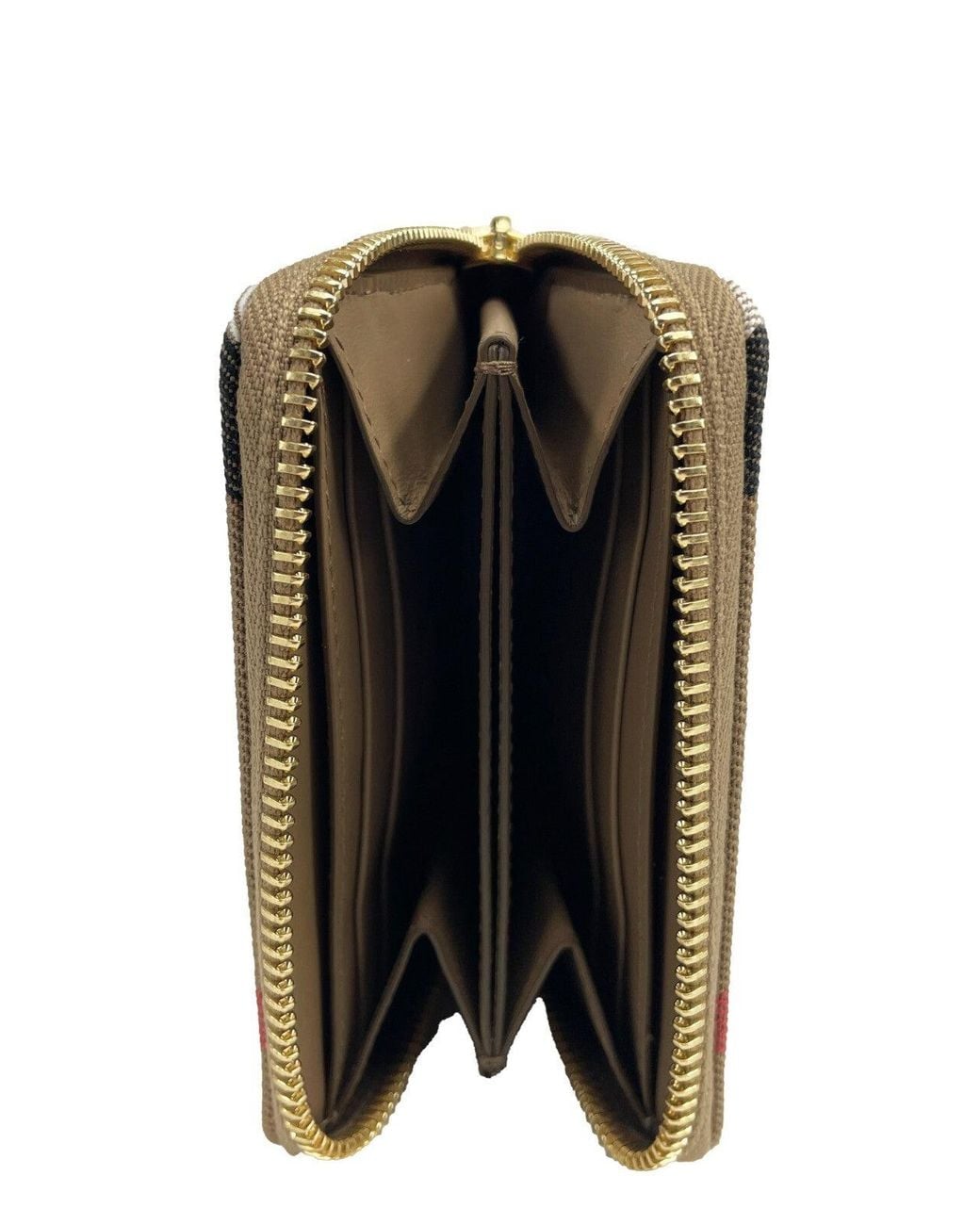 Burberry Black Mn Zip Around Check Coin Wallet