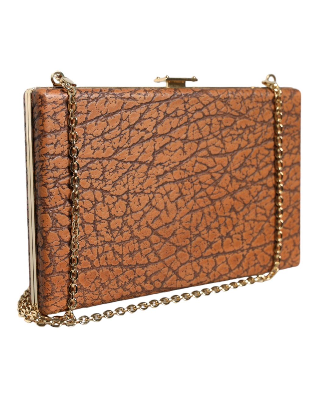 Dolce & Gabbana Brown Leather Frame Clutch Mini Crossbody Bag
