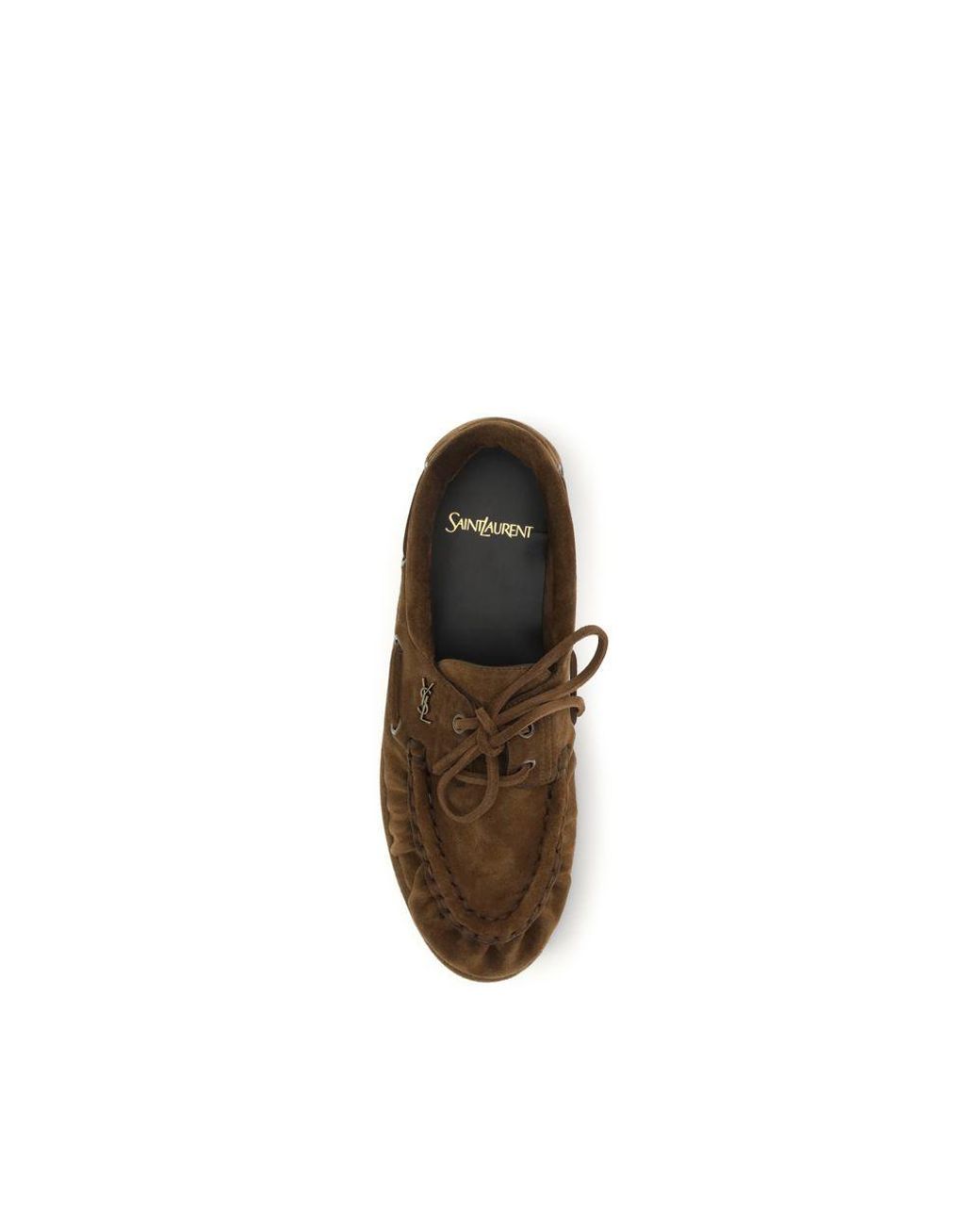 Saint Laurent Brown Suede Leather Slip