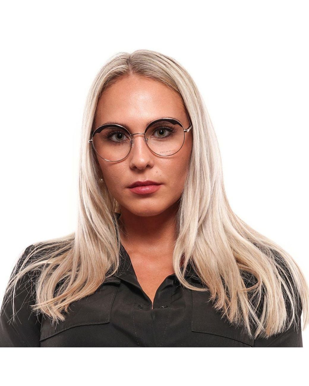 Emilio Pucci Metallic Black Metal & Plastic Glasses (frames)