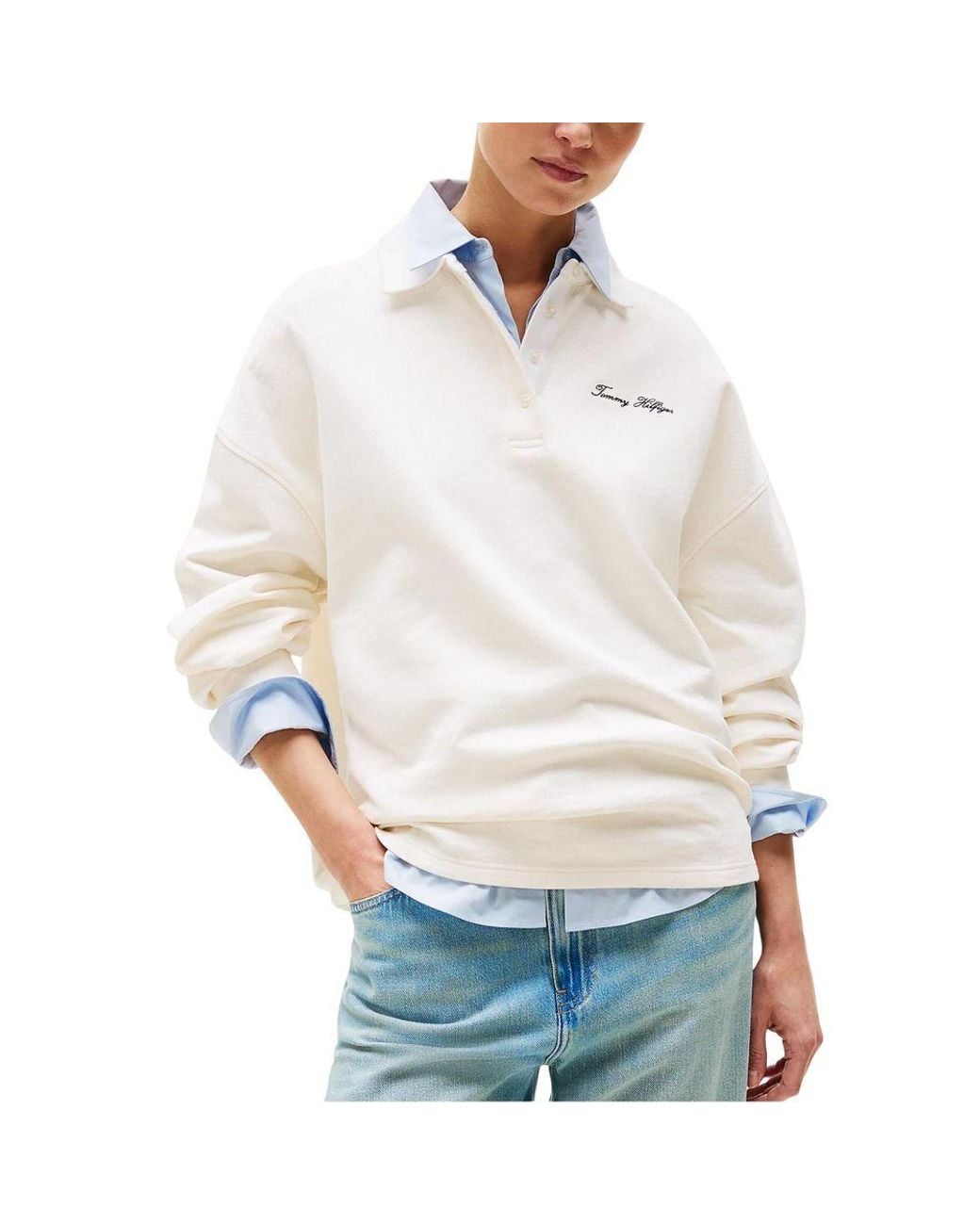 Tommy Hilfiger White Beige Polyamide Sweatshirt