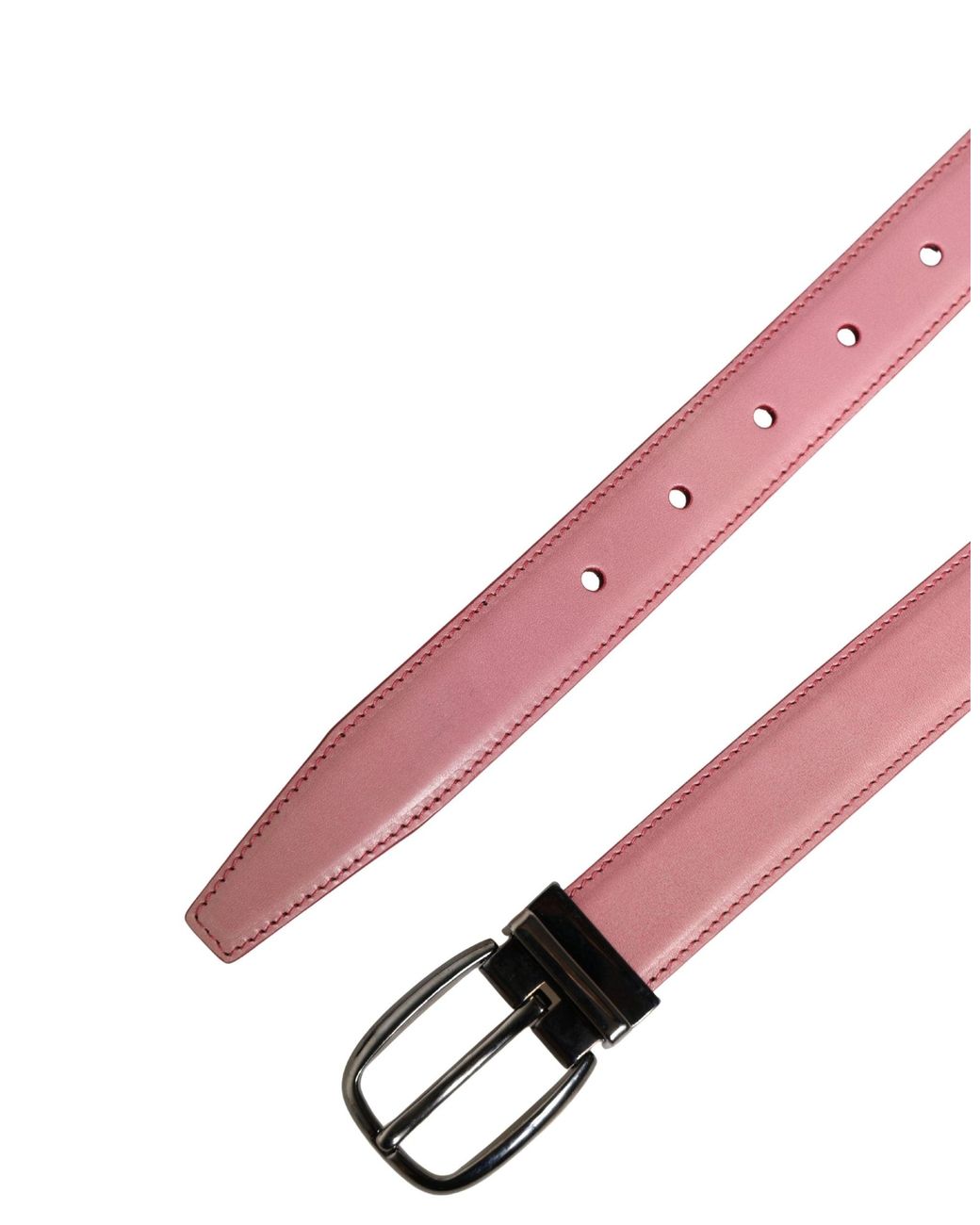 Dolce & Gabbana Pink Classic Leather Metal Buckle Belt Calf for men